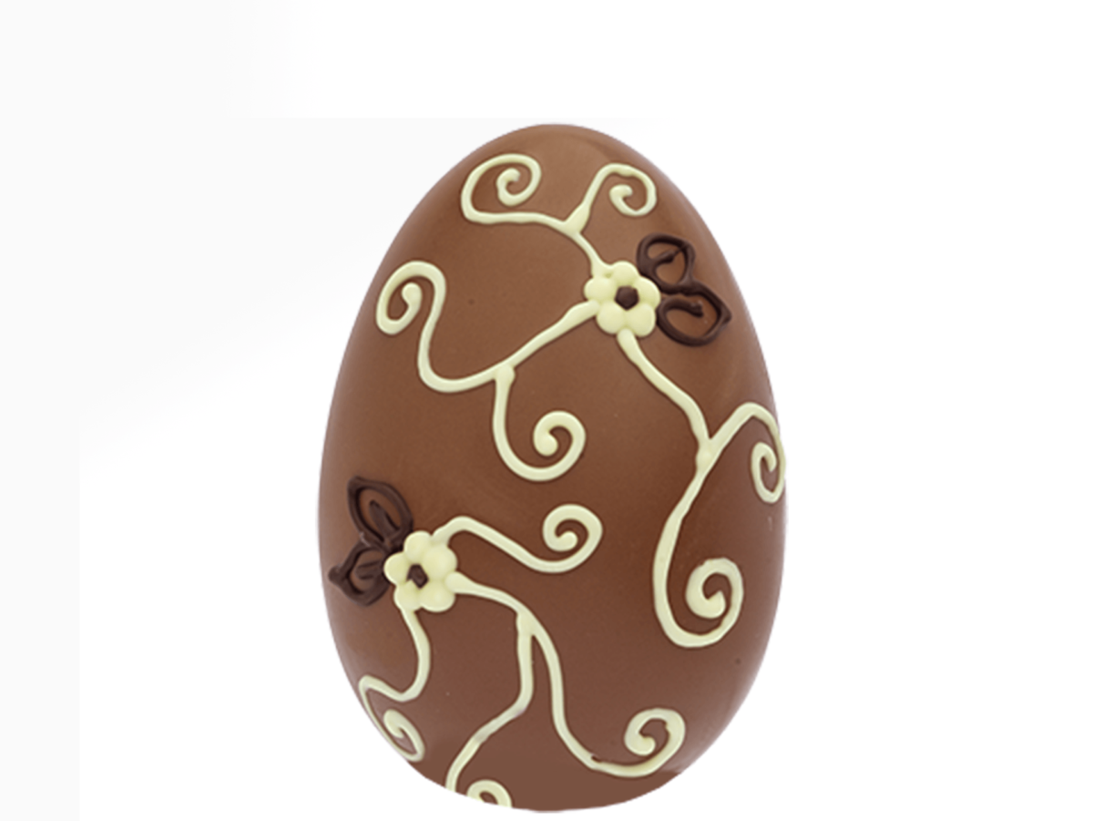 Egg flowers and curls 12 cm-Milk chocolate